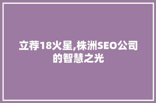 立荐18火星,株洲SEO公司的智慧之光