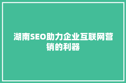 湖南SEO助力企业互联网营销的利器