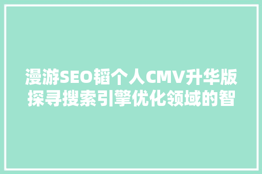 漫游SEO韬个人CMV升华版探寻搜索引擎优化领域的智慧之光