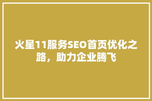 火星11服务SEO首页优化之路，助力企业腾飞