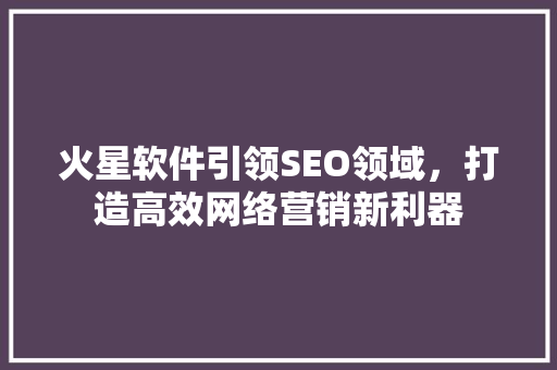 火星软件引领SEO领域，打造高效网络营销新利器