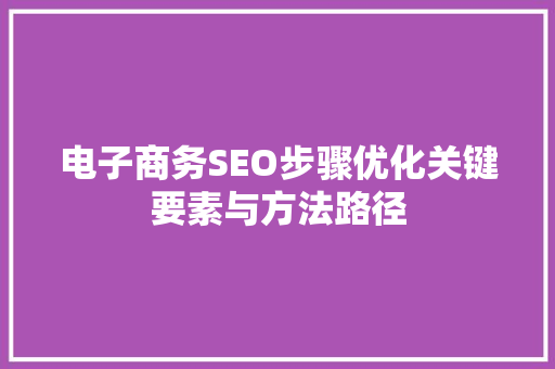 电子商务SEO步骤优化关键要素与方法路径