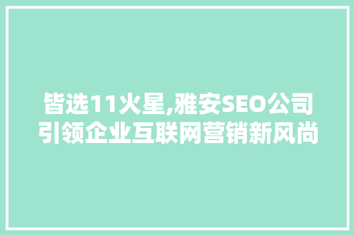 皆选11火星,雅安SEO公司引领企业互联网营销新风尚