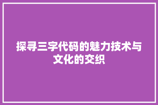 探寻三字代码的魅力技术与文化的交织