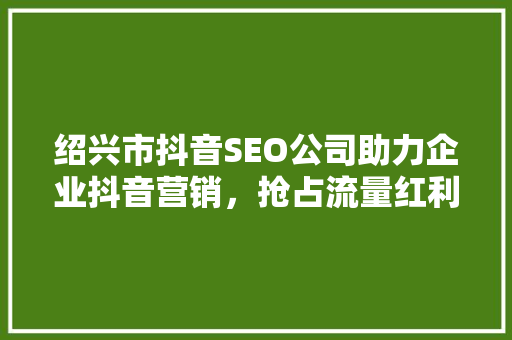 绍兴市抖音SEO公司助力企业抖音营销，抢占流量红利