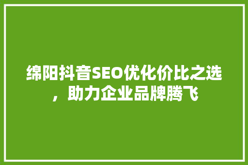 绵阳抖音SEO优化价比之选，助力企业品牌腾飞