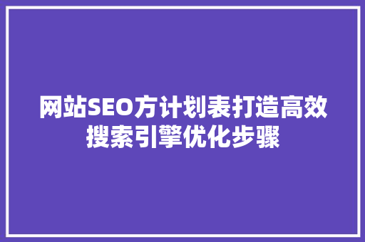 网站SEO方计划表打造高效搜索引擎优化步骤  第1张