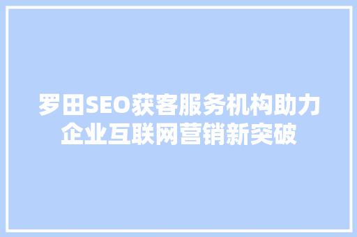 罗田SEO获客服务机构助力企业互联网营销新突破