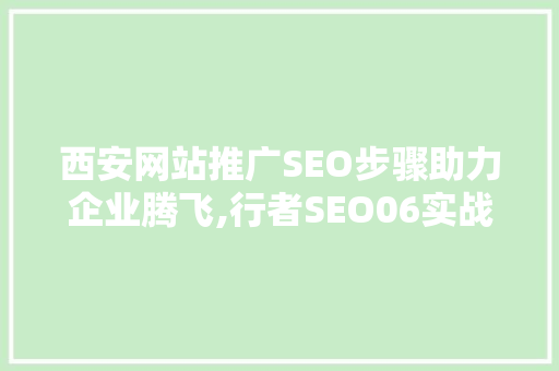 西安网站推广SEO步骤助力企业腾飞,行者SEO06实战分享