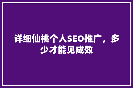 详细仙桃个人SEO推广，多少才能见成效