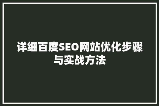 详细百度SEO网站优化步骤与实战方法