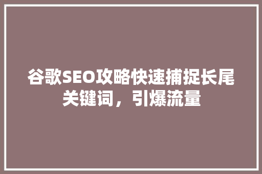 谷歌SEO攻略快速捕捉长尾关键词，引爆流量