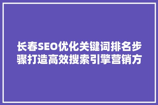 长春SEO优化关键词排名步骤打造高效搜索引擎营销方法