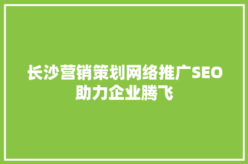 长沙营销策划网络推广SEO助力企业腾飞