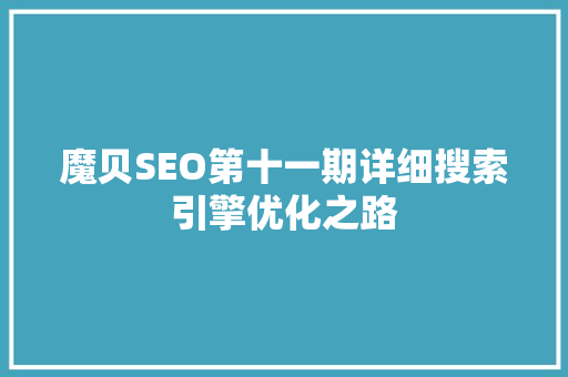 魔贝SEO第十一期详细搜索引擎优化之路