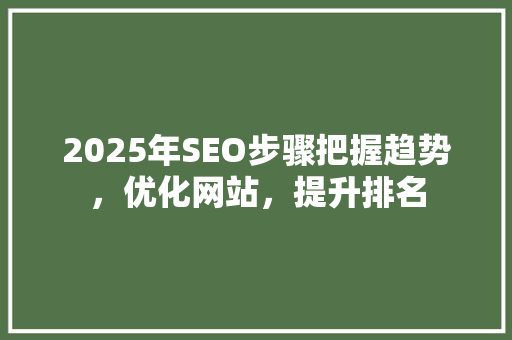 2025年SEO步骤把握趋势，优化网站，提升排名