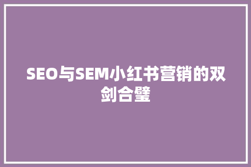 SEO与SEM小红书营销的双剑合璧