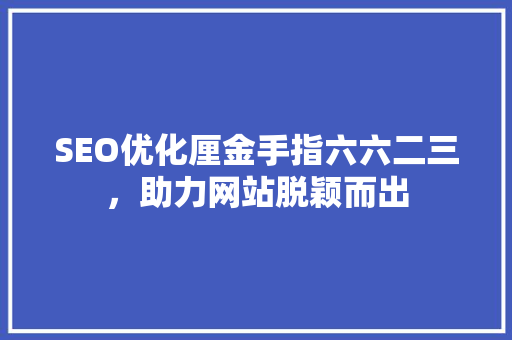 SEO优化厘金手指六六二三，助力网站脱颖而出