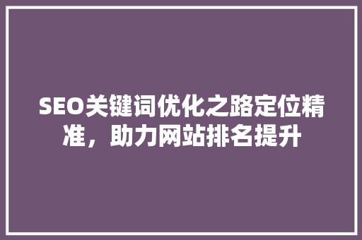 SEO关键词优化之路定位精准，助力网站排名提升