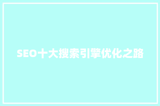 SEO十大搜索引擎优化之路