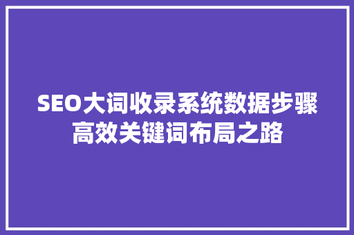 SEO大词收录系统数据步骤高效关键词布局之路