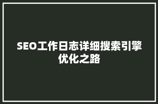 SEO工作日志详细搜索引擎优化之路