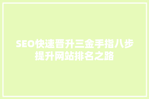 SEO快速晋升三金手指八步提升网站排名之路