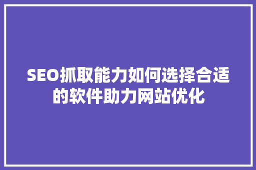 SEO抓取能力如何选择合适的软件助力网站优化