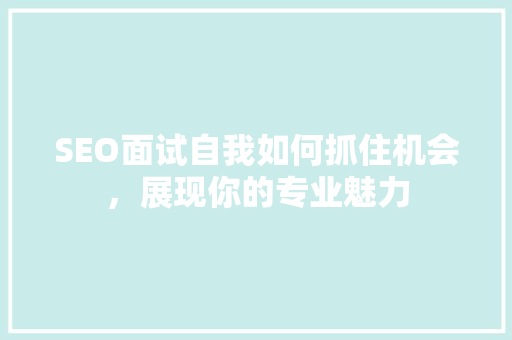 SEO面试自我如何抓住机会，展现你的专业魅力