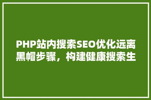 PHP站内搜索SEO优化远离黑帽步骤，构建健康搜索生态