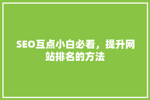 SEO互点小白必看，提升网站排名的方法