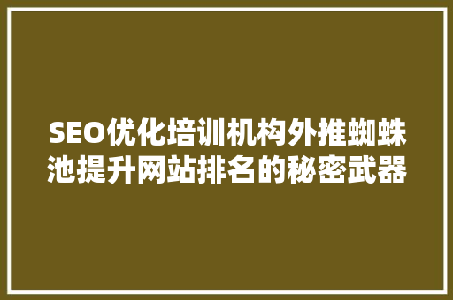 SEO优化培训机构外推蜘蛛池提升网站排名的秘密武器
