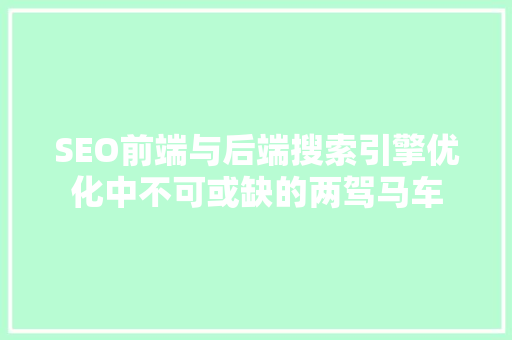 SEO前端与后端搜索引擎优化中不可或缺的两驾马车