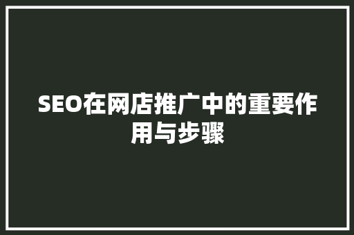 SEO在网店推广中的重要作用与步骤