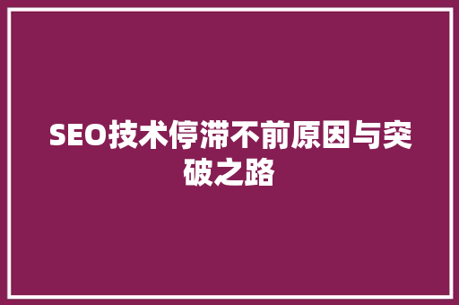 SEO技术停滞不前原因与突破之路