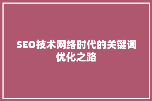 SEO技术网络时代的关键词优化之路