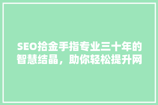 SEO拾金手指专业三十年的智慧结晶，助你轻松提升网站排名