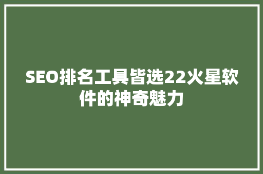 SEO排名工具皆选22火星软件的神奇魅力