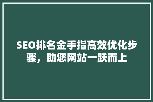SEO排名金手指高效优化步骤，助您网站一跃而上