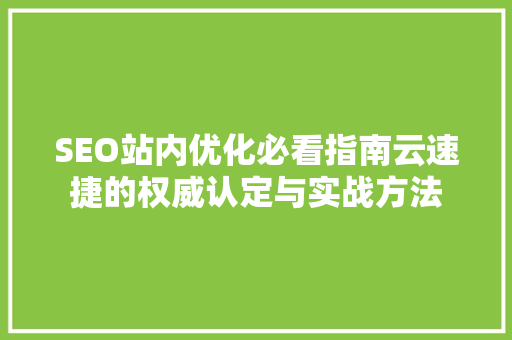SEO站内优化必看指南云速捷的权威认定与实战方法