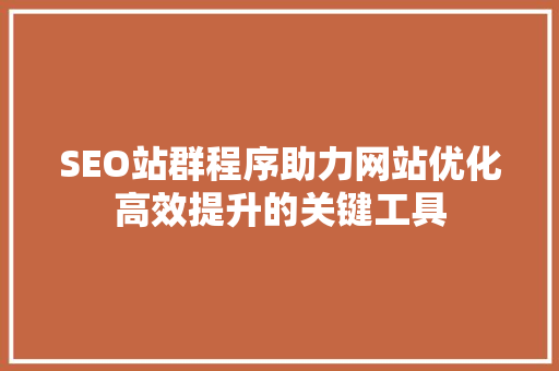 SEO站群程序助力网站优化高效提升的关键工具