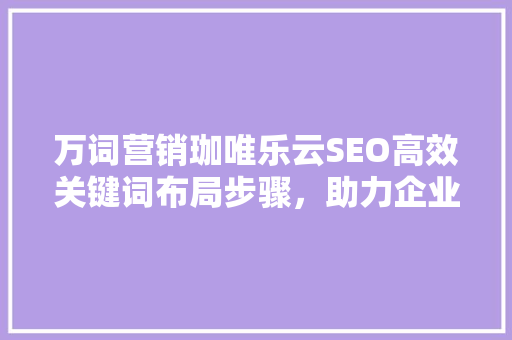 万词营销珈唯乐云SEO高效关键词布局步骤，助力企业腾飞