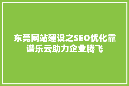 东莞网站建设之SEO优化靠谱乐云助力企业腾飞