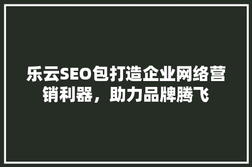 乐云SEO包打造企业网络营销利器，助力品牌腾飞