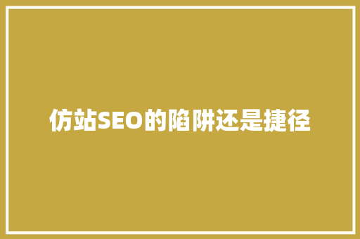 仿站SEO的陷阱还是捷径