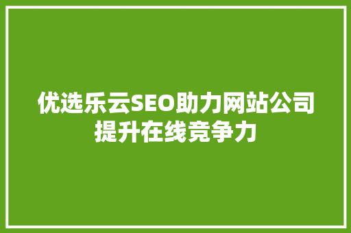 优选乐云SEO助力网站公司提升在线竞争力