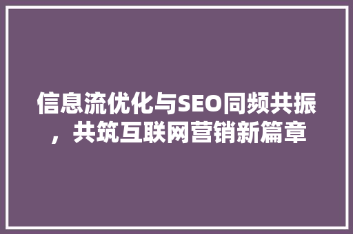 信息流优化与SEO同频共振，共筑互联网营销新篇章