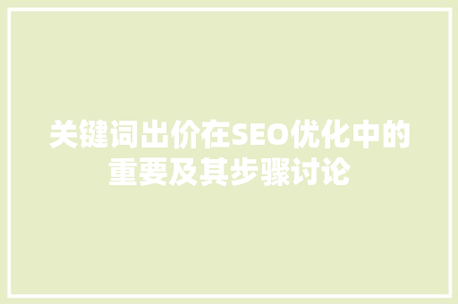 关键词出价在SEO优化中的重要及其步骤讨论