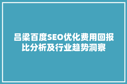 吕梁百度SEO优化费用回报比分析及行业趋势洞察