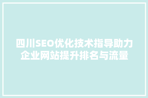 四川SEO优化技术指导助力企业网站提升排名与流量